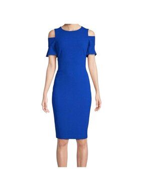 Calvin Klein Women's Royal Blue Cold Shoulder Sheath Dress Size 12